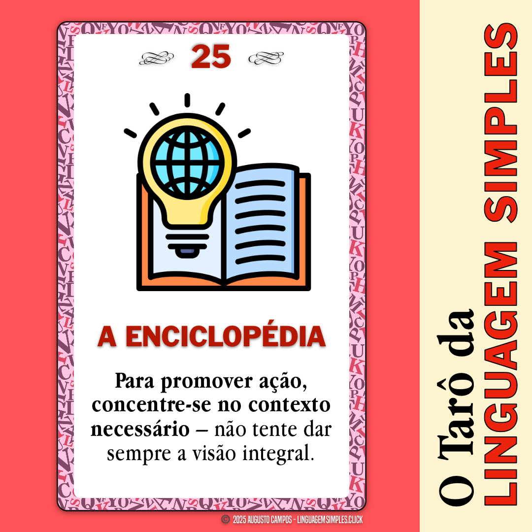 Imagem da carta descrita no post, contendo um ícone representando uma lâmpada em formato de um mapa mundi, acesa sobre um livro.