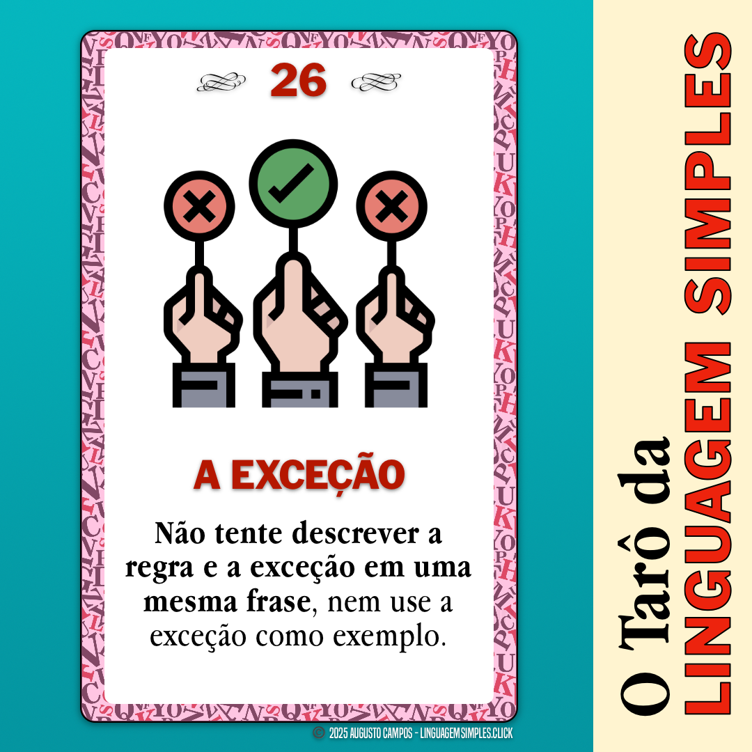 Imagem da carta descrita no post, contendo um ícone representando juízes de uma competição levantando placas indicando o resultado, com vários indicando um mesmo resultado e apenas um com um resultado diferente.