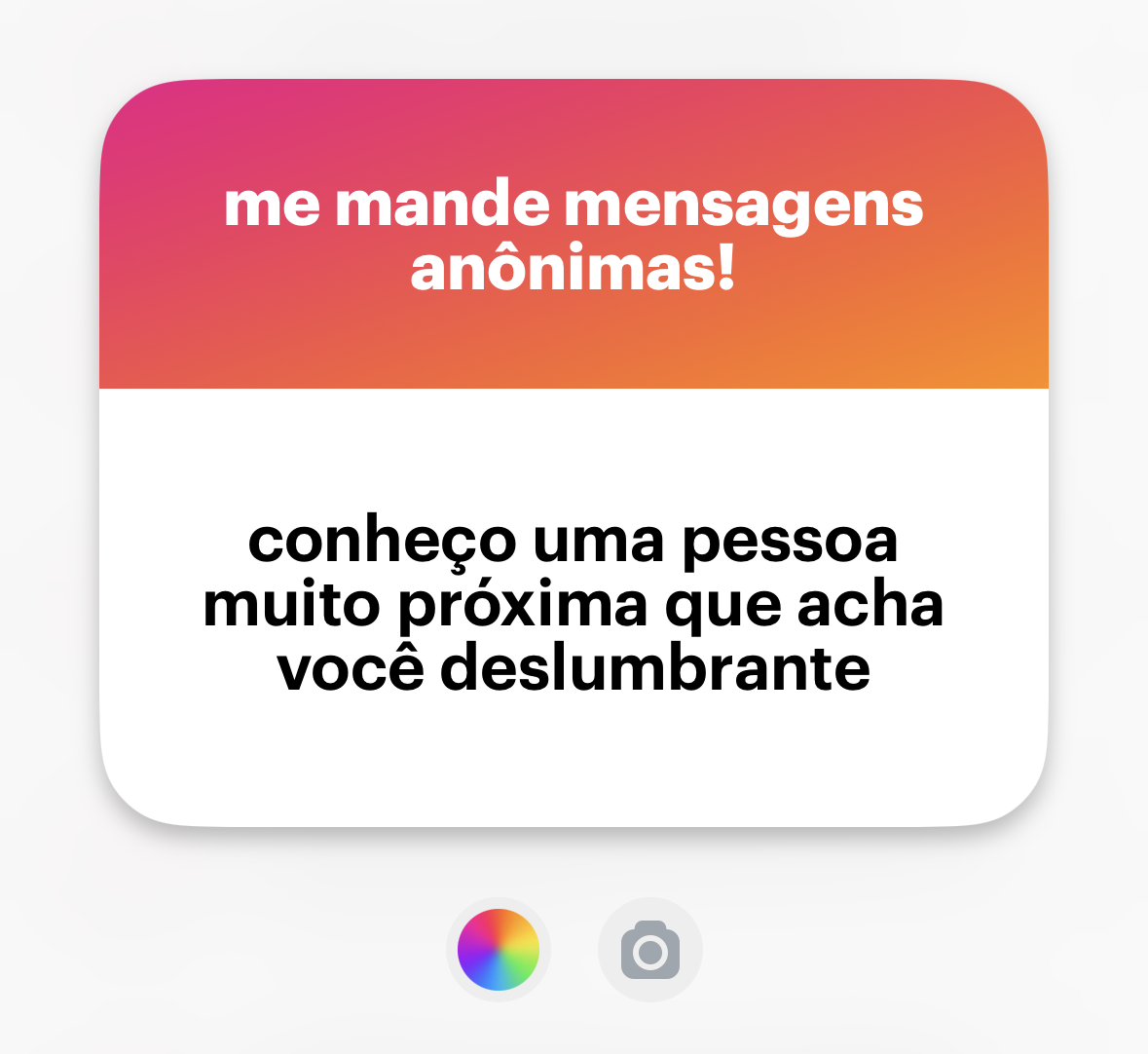 Banner do NGL com o texto: “conheço uma pessoa muito próxima que acha você deslumbrante”