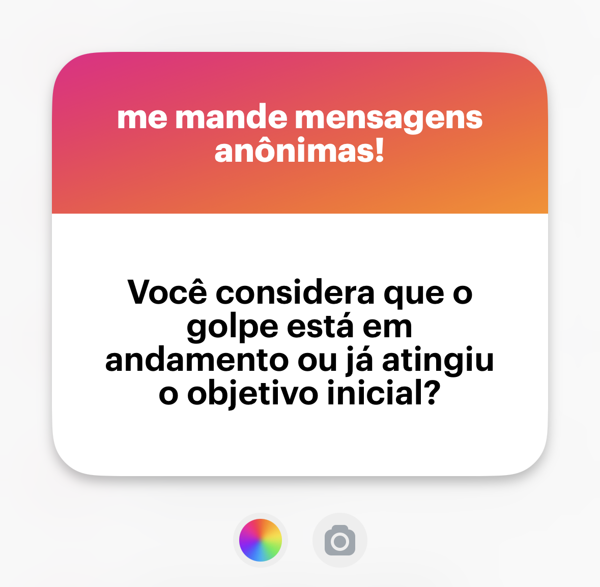 Banner do NGL com o texto: “Você considera que o golpe está em andamento ou já atingiu o objetivo inicial?”