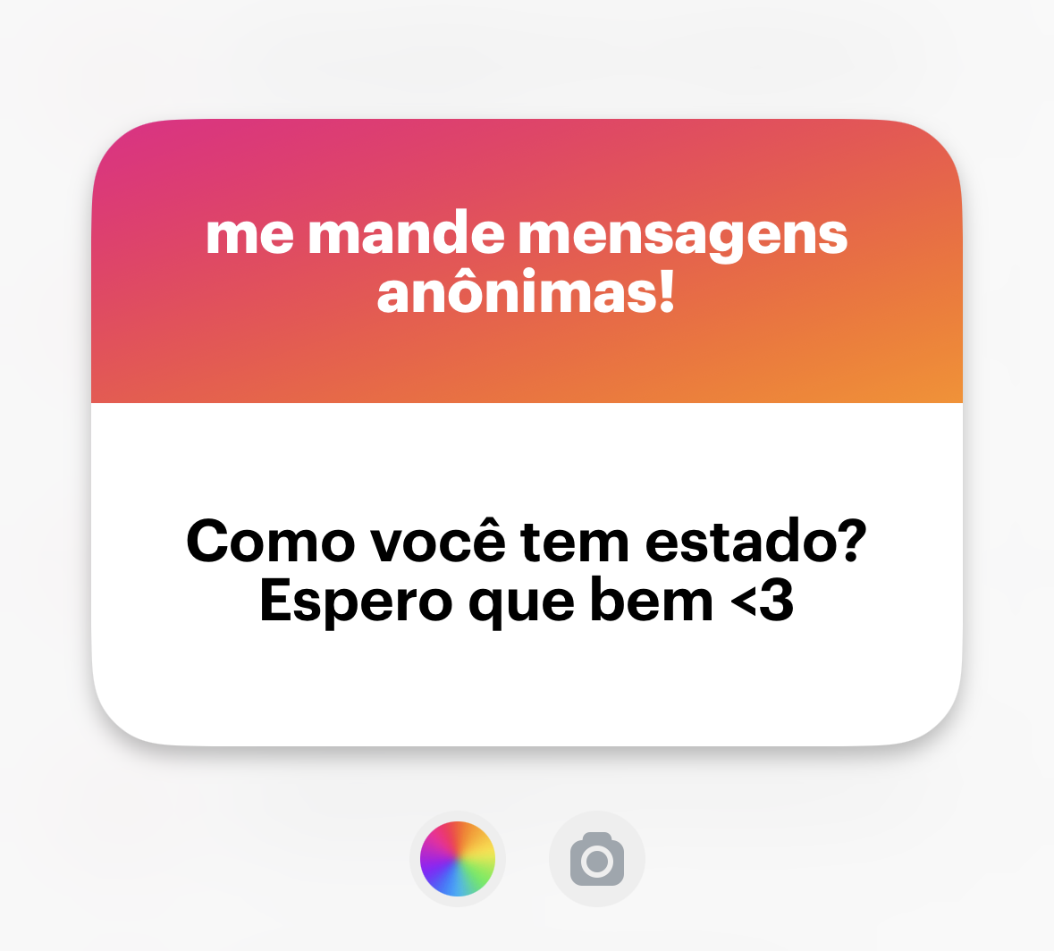 Banner do NGL com o texto: “Como você tem estado? Espero que bem <3”