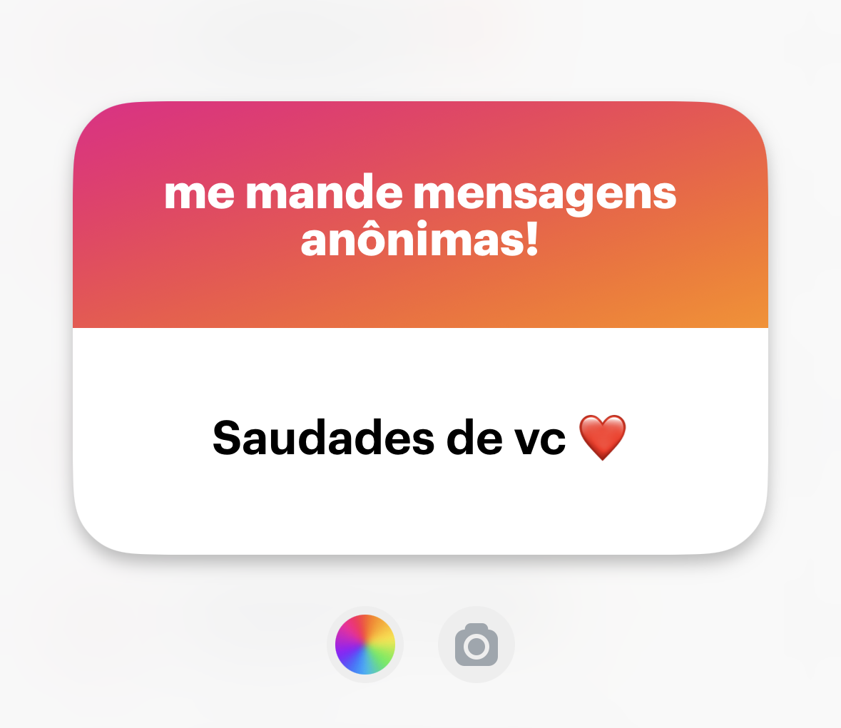 Banner do NGL com o texto: “Saudades de vc”, e um emoji de coração