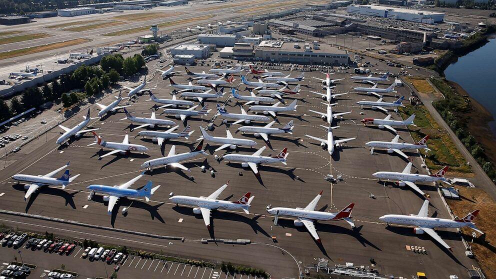 Pátio lotado de aeronaves 737 Max