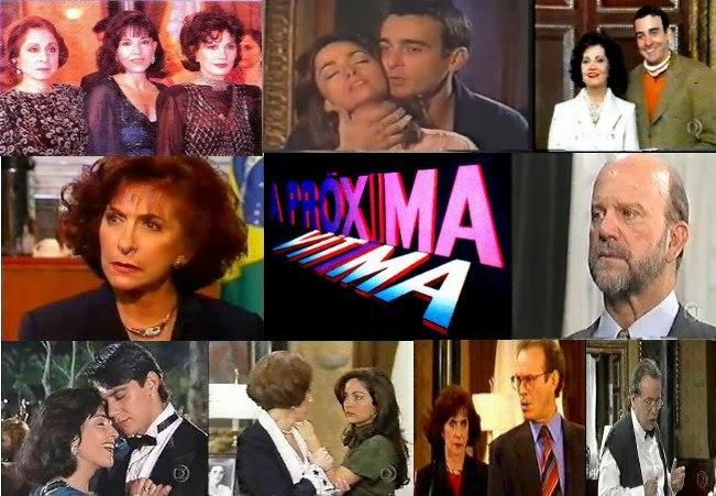 Logotipo de “A Próxima Vítima“, cercado de cenas da novela.