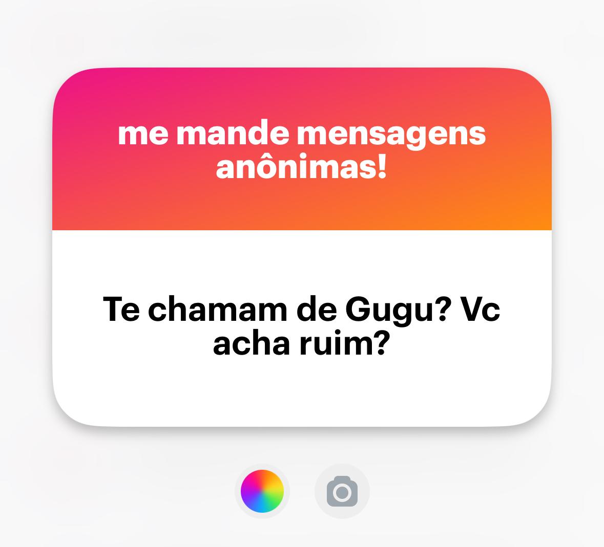 Banner do NGL com o texto: “Te chamam de Gugu? Vc acha ruim?”
