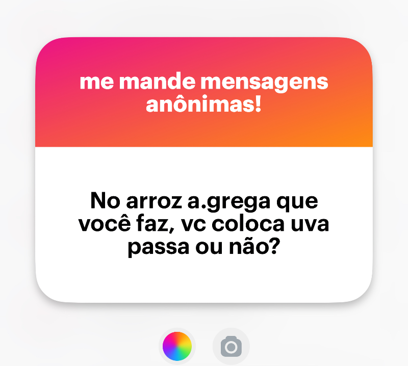 Banner do NGL com o texto: “No arroz a grega que você faz, vc coloca uva passa ou não?”